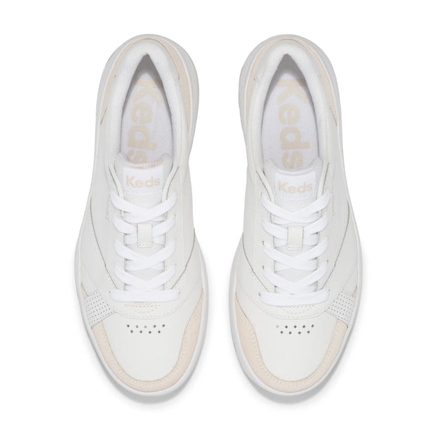 KEDS - The Court Leather/Suede Sneaker - White/Gum