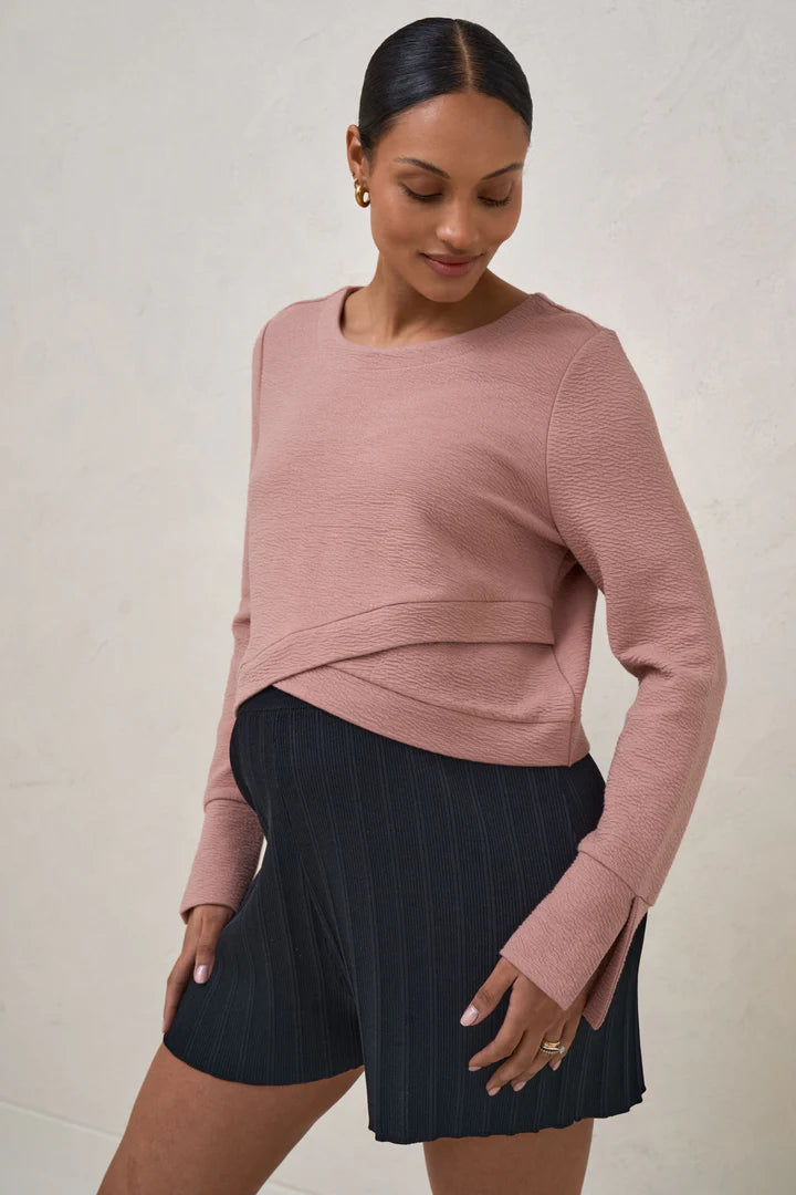 Cross Your Heart Crop Top - Pink Stone