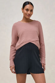 Cross Your Heart Crop Top - Pink Stone