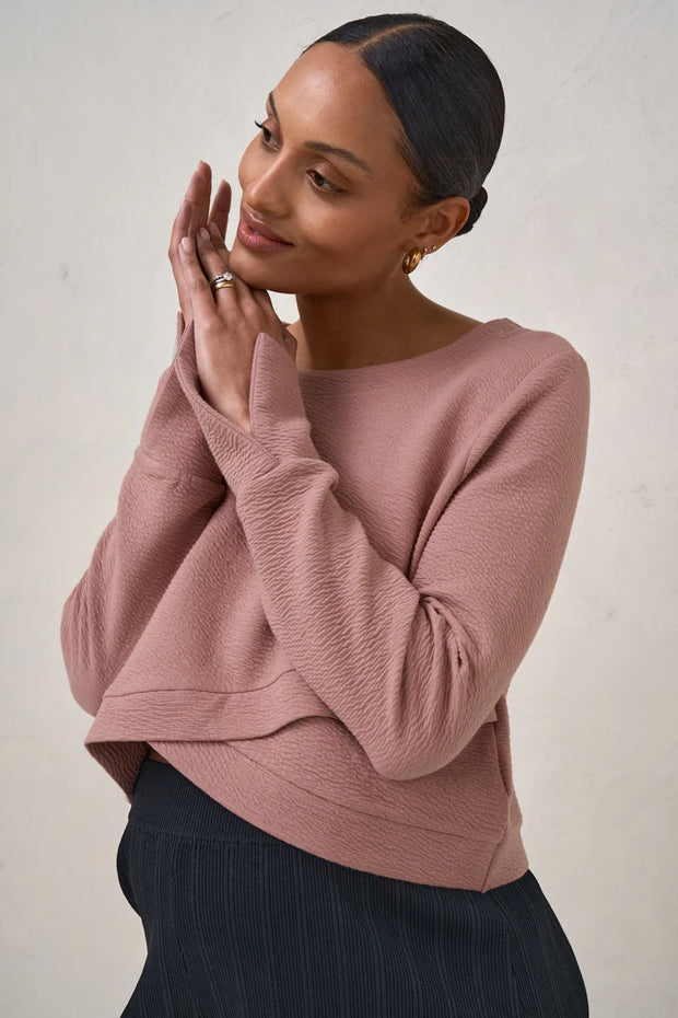 Cross Your Heart Crop Top - Pink Stone