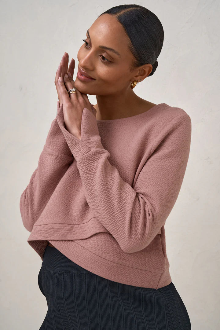 Cross Your Heart Crop Top - Pink Stone