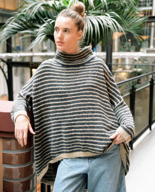 Lyric Stripe Knit Jumper - Black