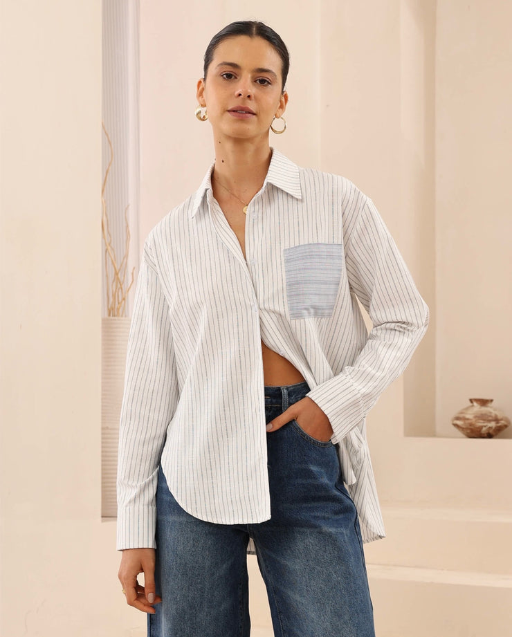 Jasmine Shirt - Blue Stripe