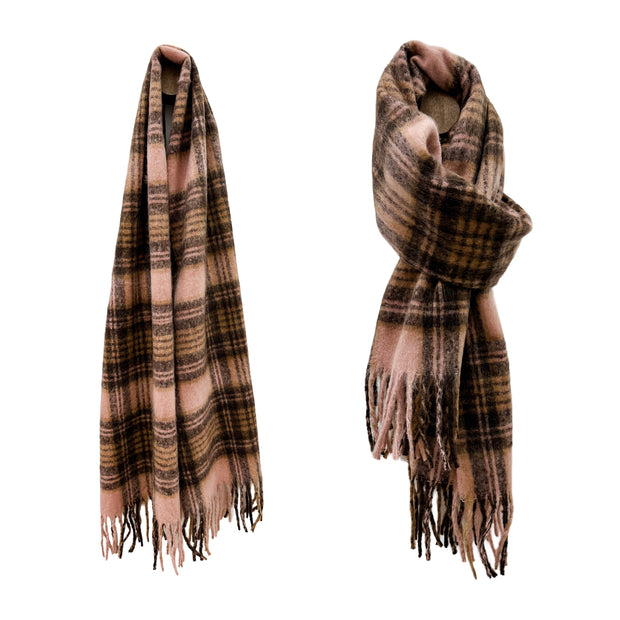 Mae Check Scarf - Blush/Choc