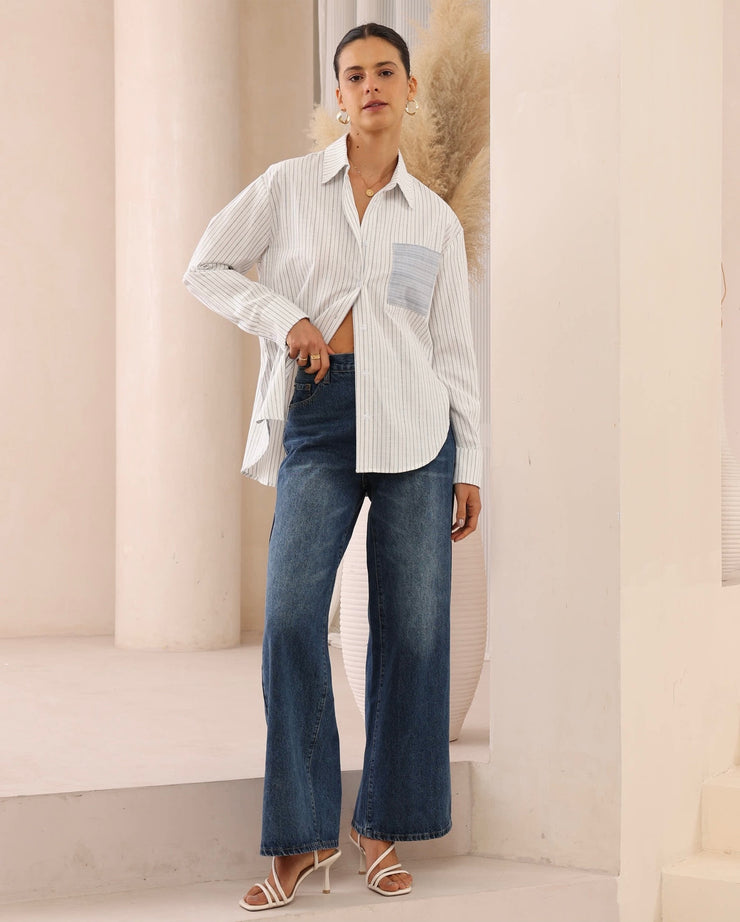 Jasmine Shirt - Blue Stripe