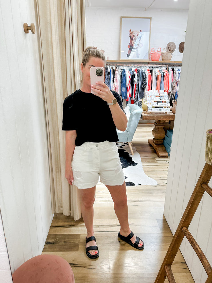 Miley Denim Shorts - White
