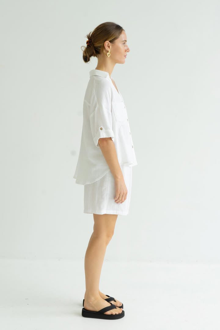 Ronny Cropped Shirt - White