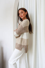 Beau Knit Jumper - Mocha Stripe
