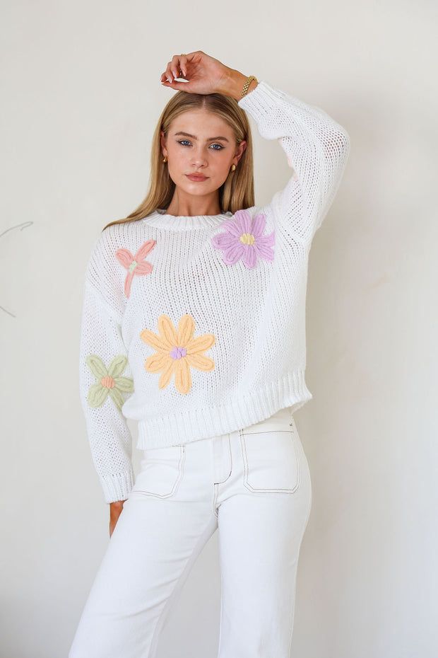 Belle Daisy Knit - White