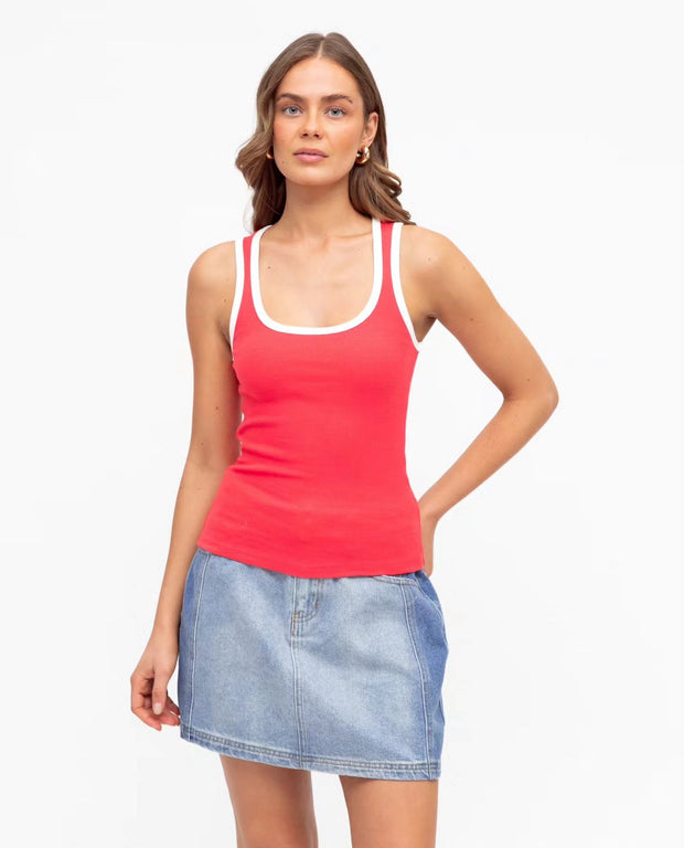 Betty Tank - Red/White