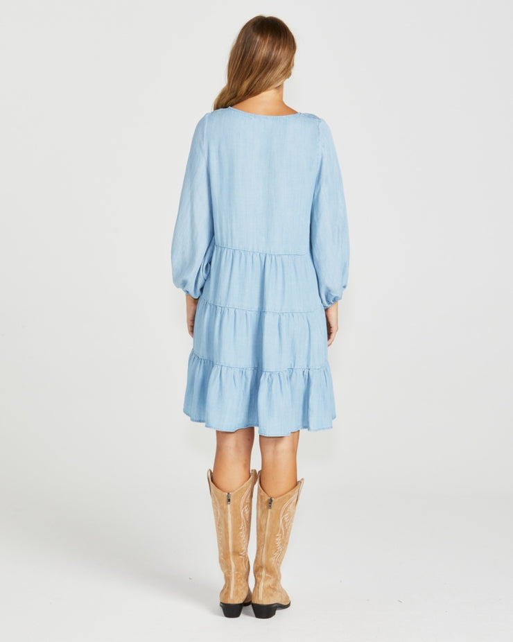 Davie Tiered Dress - Chambray