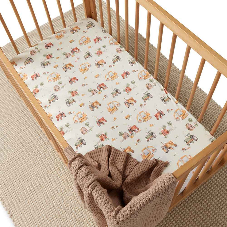 Fitted Cot Sheet - Diggers