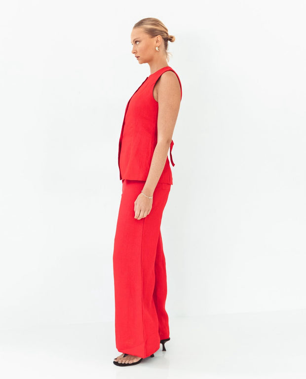 Cameron Linen Pants - Red