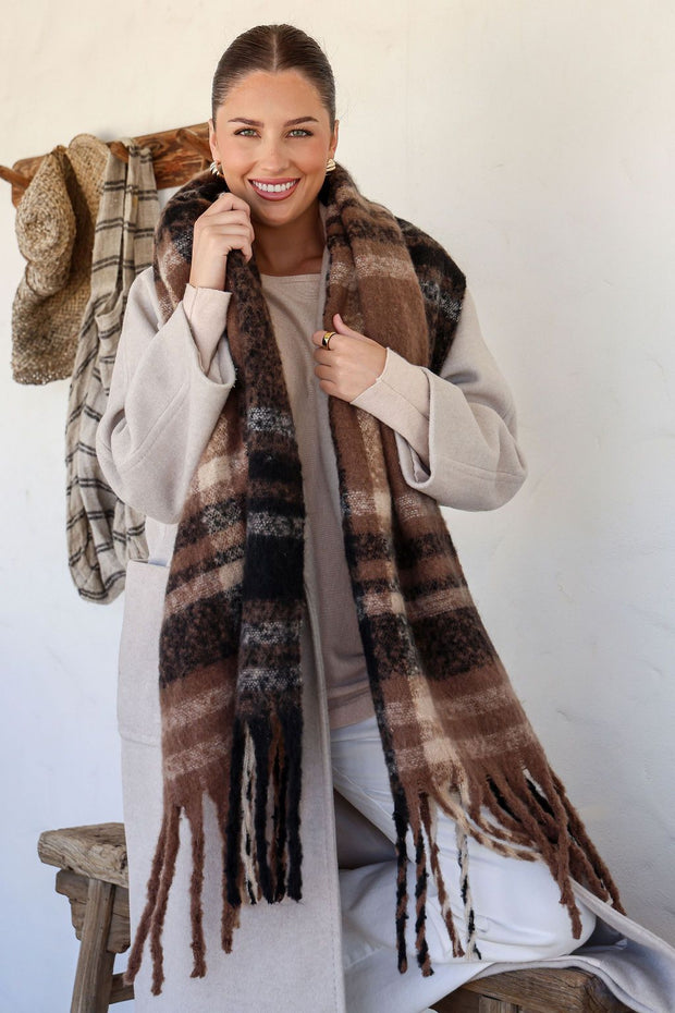 Kendal Check Scarf - Midnight Mocha