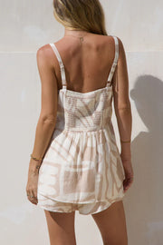 Ease Away Crinkle Top - Neutral Abstract