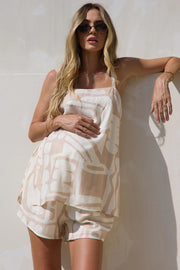 Ease Away Crinkle Top - Neutral Abstract