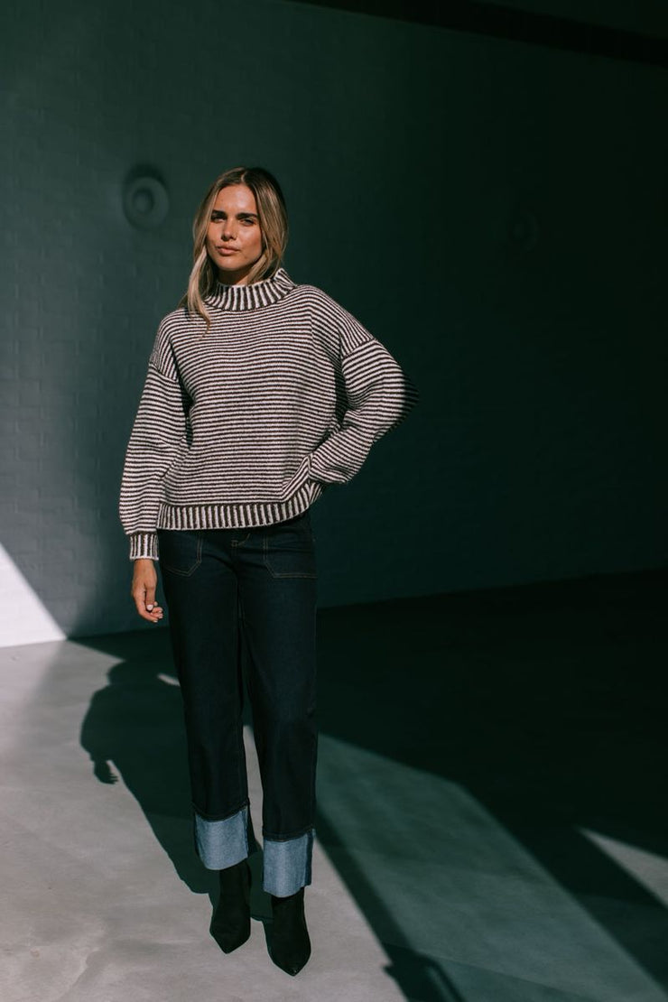 Elodie Knit Jumper - Chocolate Stripe