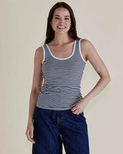 Emma Scoop Tank - Navy Stripe
