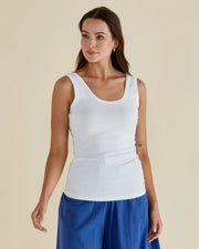 Emma Scoop Tank - White