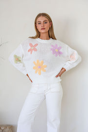 Belle Daisy Knit - White