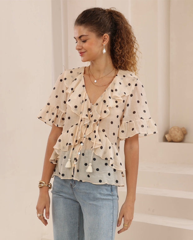 Stella Frill Blouse - Polka Dot