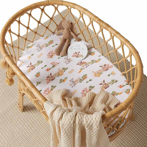 Fitted Bassinet Sheet | Change Pad Cover - Farm