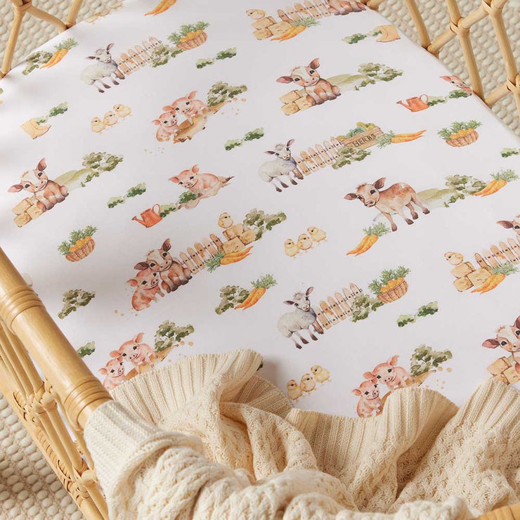 Fitted Bassinet Sheet | Change Pad Cover - Farm