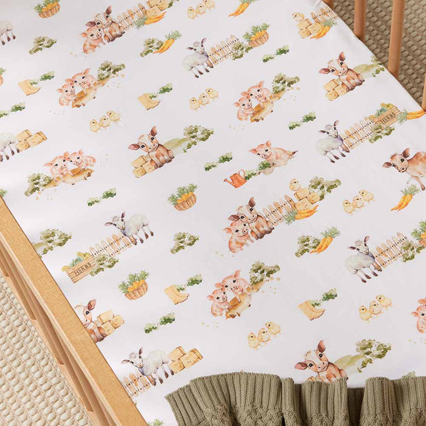 Fitted Cot Sheet - Farm