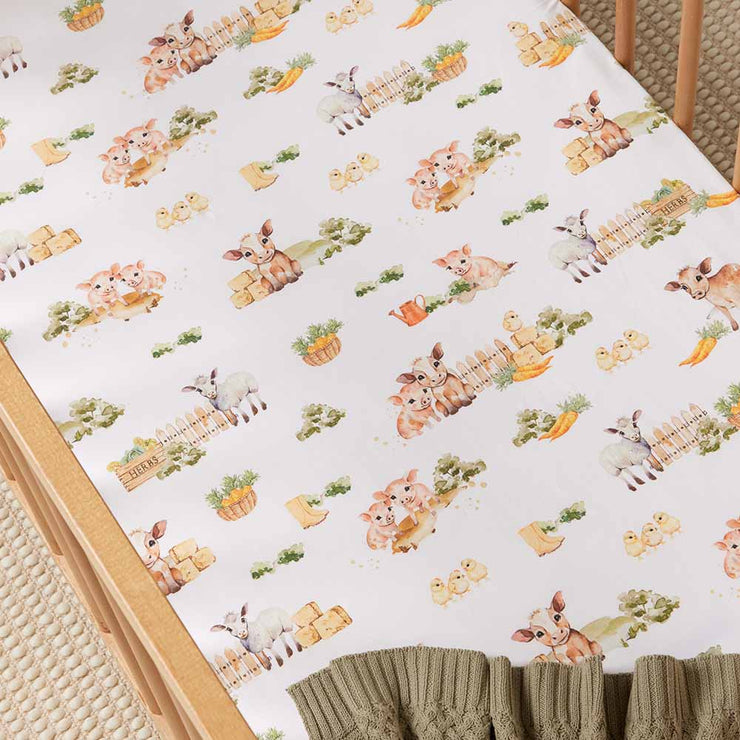 Fitted Cot Sheet - Farm