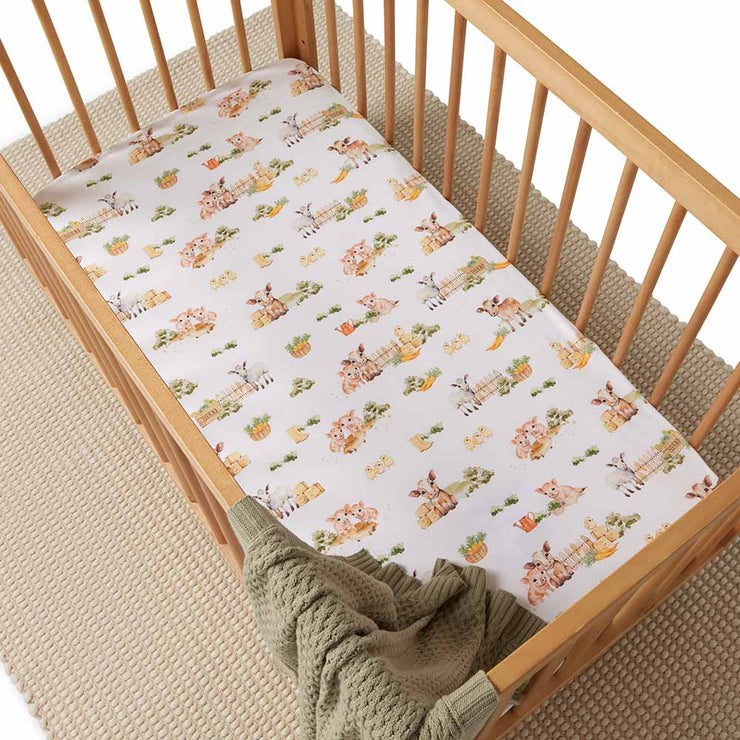 Fitted Cot Sheet - Farm