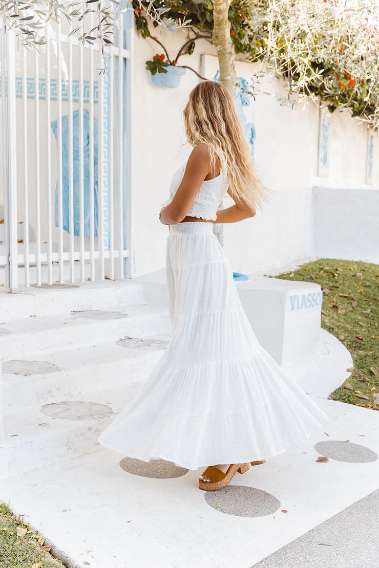 Flora Deluxe Maxi Skirt - White