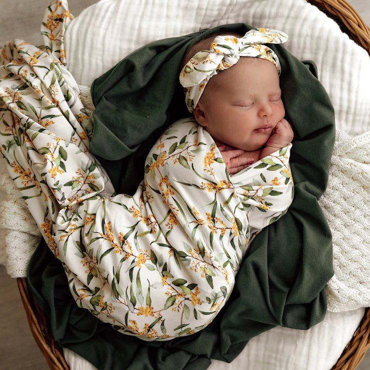Jersey Wrap & Top Knot Set - Golden Wattle