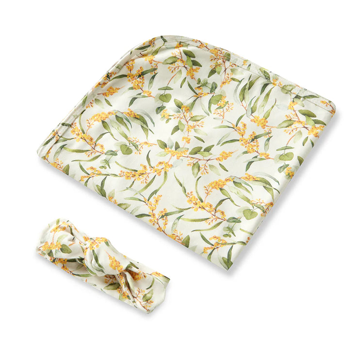 Jersey Wrap & Top Knot Set - Golden Wattle