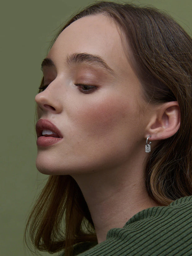 Hammered Drop Earrings - Sterling Silver Plated