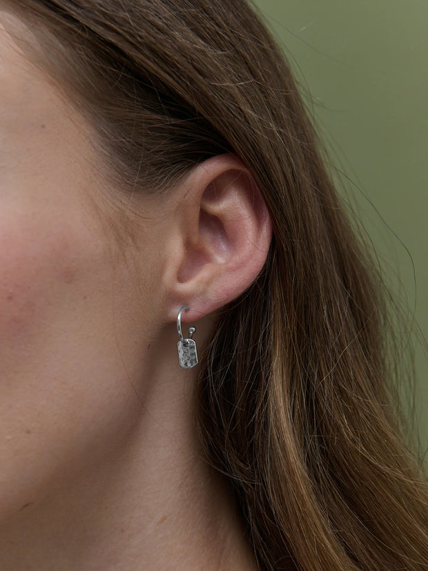 Hammered Drop Earrings - Sterling Silver Plated