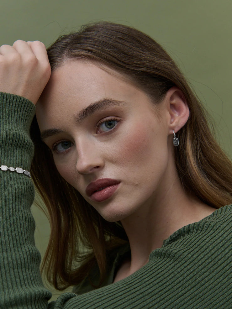 Hammered Drop Earrings - Sterling Silver Plated