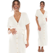 Near And Far Button Dress - Ivory
