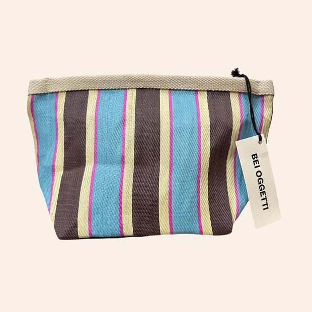 BEI OGGETTI - Essential Clutch - Blue/Brown Stripe