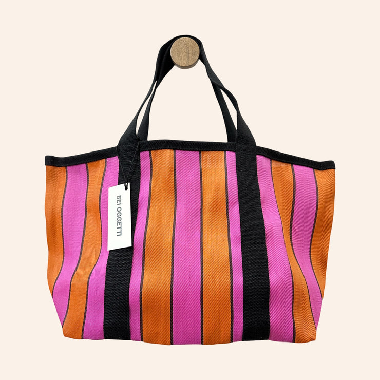 BEI OGGETTI - Weekend Tote - Orange/Pink Stripe