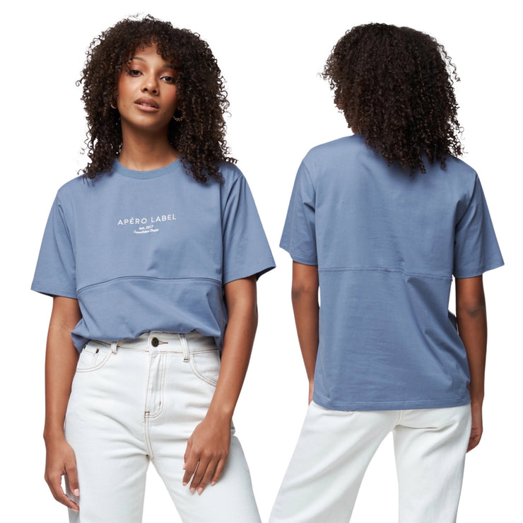 Apéro Lifestyle Embroidered Panel Tee - Washed Navy/Cream (NON BFF)