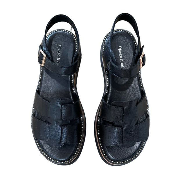 SIMM Sandal - Black Leather