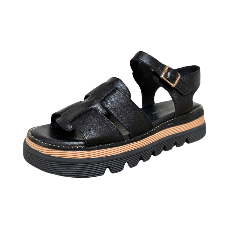 SIMM Sandal - Black Leather