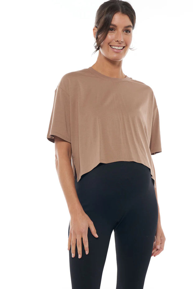 Into It Crop Tee - Brown