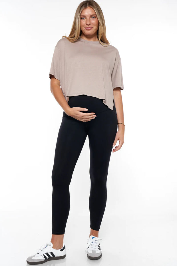 Into It Crop Tee - Taupe
