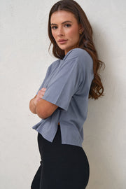 Into It Crop Tee - Blue Suede