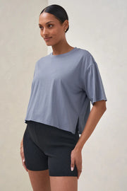 Into It Crop Tee - Blue Suede