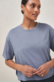 Into It Crop Tee - Blue Suede