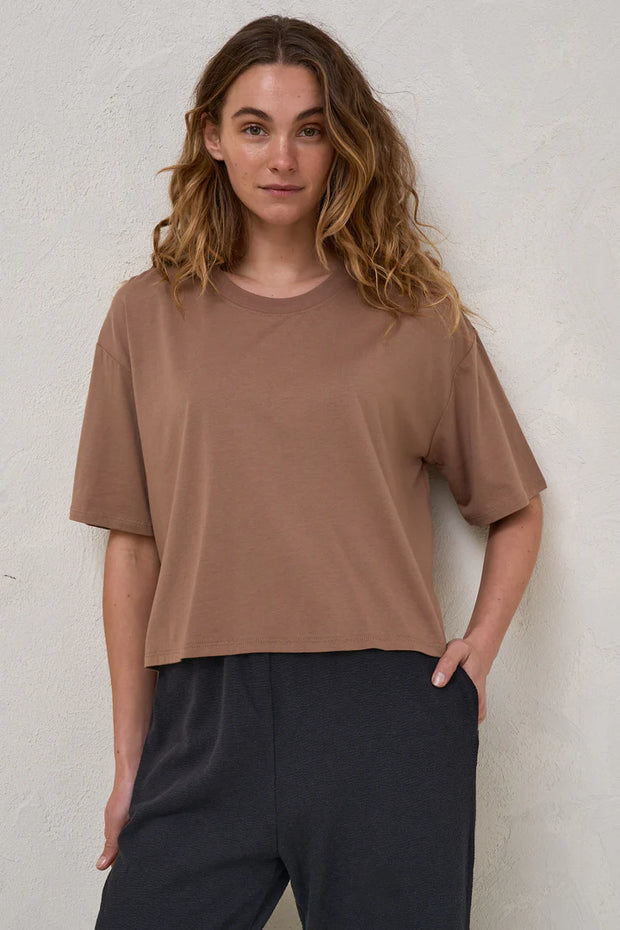 Into It Crop Tee - Brown