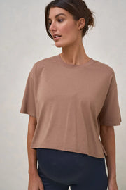 Into It Crop Tee - Brown