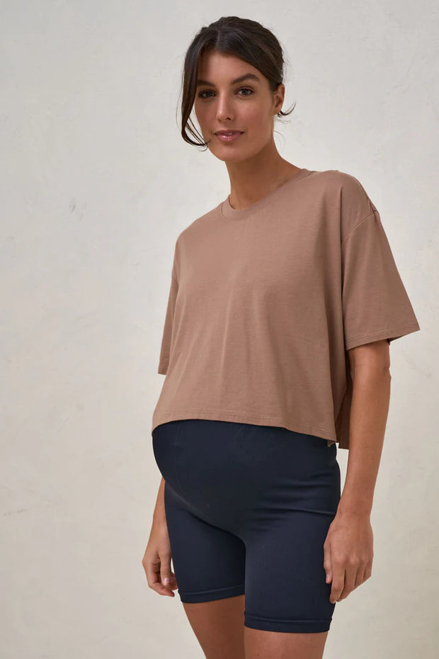 Into It Crop Tee - Brown